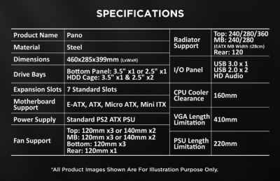 Vỏ Case XIGMATEK ALPHA - PANO EN43031 BLACK ( ATX, Màu Đen, Case Bể Cá) 9 3 1
