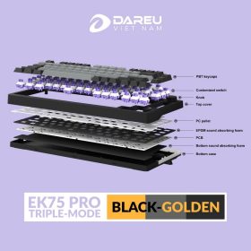 BÀN PHÍM CƠ DAREU EK75 PRO TRI-MODE BLACK-GOLDEN _DREAM SWITCH 14 46155 dareu ek75 pro black golden 3