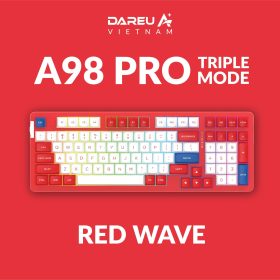 BÀN PHÍM CƠ DAREU A98 PRO TRI MODE RED WAVE (DAREU DREAM SWITCH, TYPE C + BLUETOOTH 5.1 + 2.4G) 3 ban phim co dareu a98 pro tri mode red wave 1