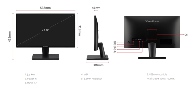 Màn hình Viewsonic VA2415-H (23.8Inch/ Full HD/ 4ms/ 75HZ/ VA) bảo hành chính hãng 36 tháng 14 man hinh viewsonic va2415 h 8
