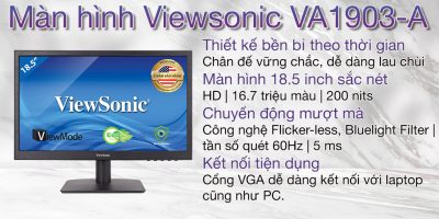 Màn Hình ViewSonic VA1903A (18.5 inch - HD - TN - 60Hz - 5ms) chính hãng bảo hành 36 tháng 4 man hinh viewsonic va1903 a mota1