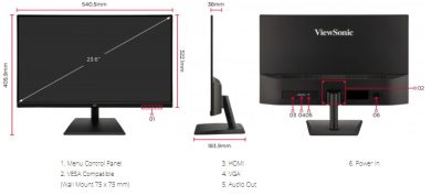 Màn Hình ViewSonic VA2436-H (23.8 inch - IPS - FHD - 1ms - 100Hz - Black) bảo hành chính hãng 36 tháng 11 mnhnhviewsonicva2436 h7