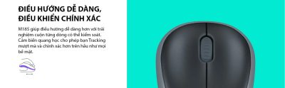 CHUỘT KHÔNG DÂY LOGITECH M185 WIRELESS (USB/XÁM/XANH/ĐỎ) 7 mouse logitech m185 wireless blackgrayred 003