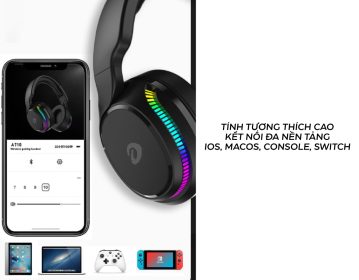 TAI NGHE KHÔNG DÂY DAREU A710 WHITE BLACK (RGB - WIRELESS 5.8G) 5 tai nghe khong day dareu a710 white black rgb wireless 54