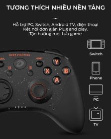 TAY CẦM GAME KHÔNG DÂY DARE-U H101X CHO PC/ANDROID/SWITCH MÀU ĐEN/PINK 9 tay cam game khong day dare u h101x cho pc ios android switch 3