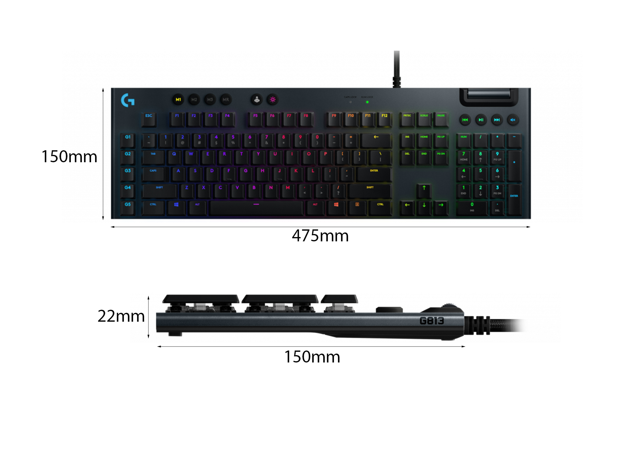 48244 kich thuoc ban phim co logitech g813 lightsync rgb gl clicky usb