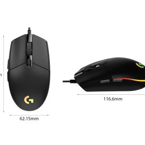 CHUỘT GAME LOGITECH G102 GEN2 BLACK (USB/RGB/ĐEN) bảo hành chính hãng 3 53012 kich thuoc chuot choi game logitech g102 gen2 black usb rgb den