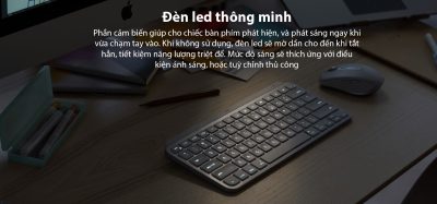 BÀN PHÍM KHÔNG DÂY LOGITECH MX KEYS MINI GRAPHITE (USBC/BLUETOOTH/XÁM) bảo hành chính hãng 10 ban phim khong day logitech mx keys mini xam usbc bluetooth 001
