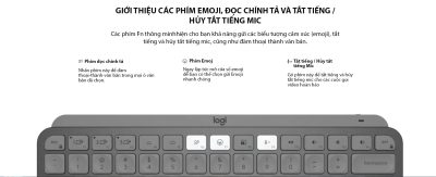 BÀN PHÍM KHÔNG DÂY LOGITECH MX KEYS MINI GRAPHITE (USBC/BLUETOOTH/XÁM) bảo hành chính hãng 9 ban phim khong day logitech mx keys mini xam usbc bluetooth 003