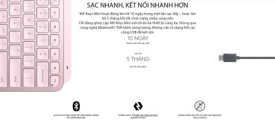 BÀN PHÍM KHÔNG DÂY LOGITECH MX KEYS MINI GRAPHITE (USBC/BLUETOOTH/XÁM) bảo hành chính hãng 12 ban phim khong day logitech mx keys mini xam usbc bluetooth 004