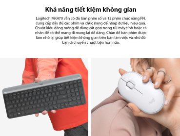 BỘ BÀN PHÍM CHUỘT KHÔNG DÂY LOGITECH MK470 TRẮNG (USB) bảo hành chính hãng 12 tháng 9 bo ban phim chuot khong day logitech mk470 usb mau den 002