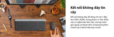 BỘ BÀN PHÍM CHUỘT KHÔNG DÂY LOGITECH MK470 TRẮNG (USB) bảo hành chính hãng 12 tháng 12 bo ban phim chuot khong day logitech mk470 usb mau den 005