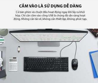 BỘ BÀN PHÍM CHUỘT LOGITECH MK200 (USB/ĐEN) bảo hành chính hãng 36 tháng 7 bo ban phim mouse logitech mk200 003