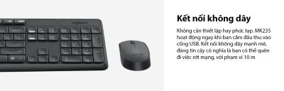 BỘ BÀN PHÍM CHUỘT KHÔNG DÂY LOGITECH MK235 WIRELESS (USB/ĐEN) bảo hành chính hãng 12 tháng 11 bo keyboard mouse logitech mk235 wireless 004