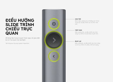 BÚT TRÌNH CHIẾU LOGITECH SPOTLIGHT - MÀU XÁM/BẢO HÀNH CHÍNH HÃNG 12 THÁNG 7 but trinh chieu logitech spotlight mau xam mota3