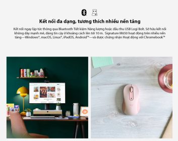 CHUỘT KHÔNG DÂY LOGITECH M650 SIGNATURE OFF-WHITE (USB/BLUETOOTH/PIN AA/TRẮNG) bảo hành chính hãng 12 tháng 9 chuot khong day logitech m650 signature graphite usb bluetooth pin aa den xam 003