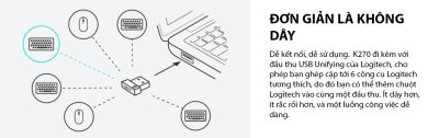 BÀN PHÍM KHÔNG DÂY LOGITECH K270 WIRELESS (USB) bảo hành chính hãng 9 keyboard logitech k270 wireless black 004