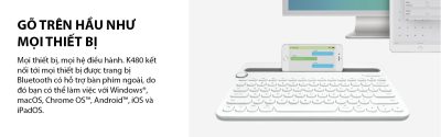 BÀN PHÍM LOGITECH K480 BLUETOOTH TRẮNG - bảo hành chính hãng 8 keyboard logitech k480 bluetooth 003