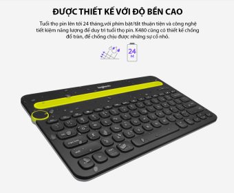 BÀN PHÍM LOGITECH K480 BLUETOOTH TRẮNG - bảo hành chính hãng 11 keyboard logitech k480 bluetooth 006