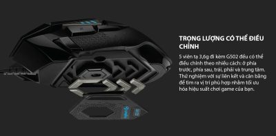 CHUỘT GAME LOGITECH G502 HERO (USB/RGB/ĐEN) bảo hành chính hãng 10 mouse logitech g502 hero gaming usb black 04