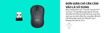 CHUỘT KHÔNG DÂY LOGITECH M221 XANH (USB) bảo hành chính hãng 12 tháng 11 mouse logitech m221 wireless blue 005