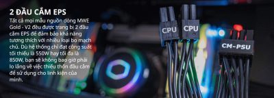 NGUỒN MÁY TÍNH COOLER MASTER MWE GOLD 750 - V2 750W ( 80 PLUS GOLD/MÀU ĐEN/FULL MODULAR) bảo hành chính hãng 60 tháng 11 mwe 750 v2 3