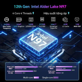 PC Mini Asus NUC 14 Essential RNUC14MNK97 (NUC14MNK (N97)/1xDDR5-4800/1x M.2 22x80/2242 PCIe Gen3x4 /1x LAN/No-OS) 12 vi xu ly intel n97 mo ta