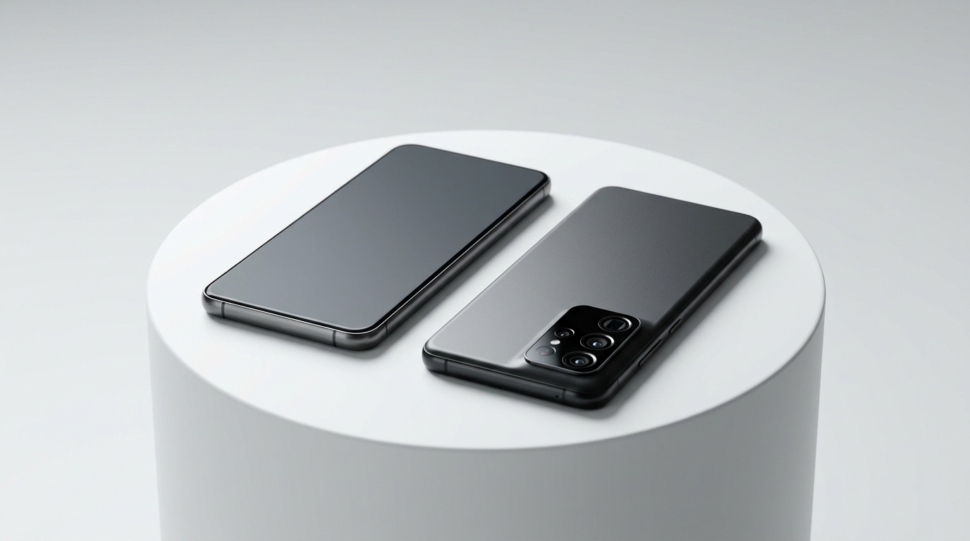So sánh Xiaomi 17T Pro iPhone 16 đặt cạnh nhau trên bệ trắng hiện đại với ánh sáng mềm. So sánh Xiaomi 17T Pro iPhone 16 đặt cạnh nhau trên bệ trắng hiện đại với ánh sáng mềm.