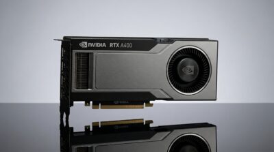 Góc nhìn trực diện card NVIDIA RTX A400 Desktop Workstation.